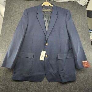 NEW LOUIS MARTIN Mens Navy Blue Wool Blend Suit Sport Coat Blazer Jacket 54L